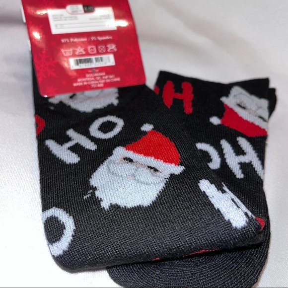 Novelty Socks Womens Girls Shoe Sz 4-10 Festive Santa Claus Ho Ho Ho Knee Highs - Picture 4 of 8